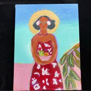 Island Girl” An  Acrylic Art  Painting 16”x12” Handmade Original Handmade